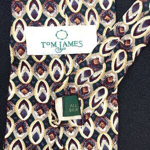 Vtg 80s 90s Tom James Silk Neck Tie Gold Maroon Geometric Wall Art Corpcore Exec